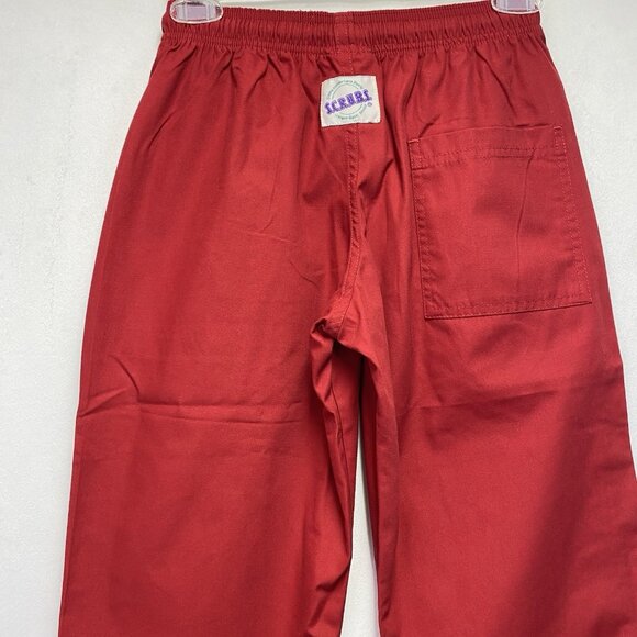 S.C.R.U.B.S. Drawstring Mid-Rise Straight Leg Pants Women Sz XXS Petite Red New - Picture 10 of 15